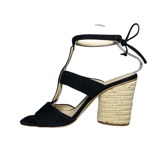 Botkier Alexia Size 8.5 Black Suede Leather Block Heel T-Strap Sandals Shoes - Picture 4 of 11